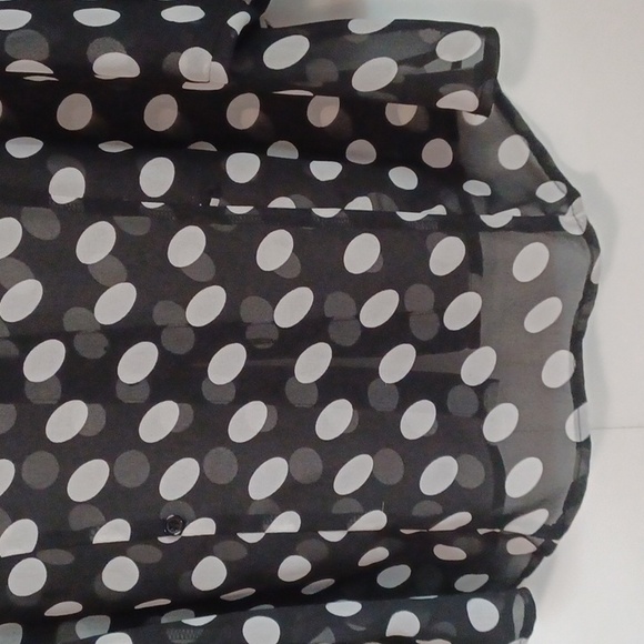 Sans Souci, Womens black and white polka dot sheer blouse. SZ. M - Picture 6 of 6